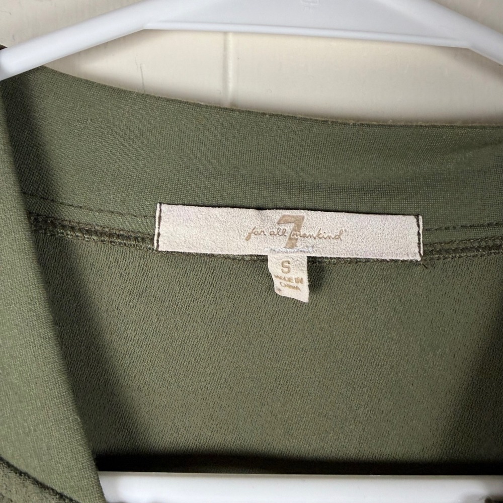 7 For All Mankind Olive Green Zip Up Bomber Jacket Women's Size‎ S - Picture 3 of 8